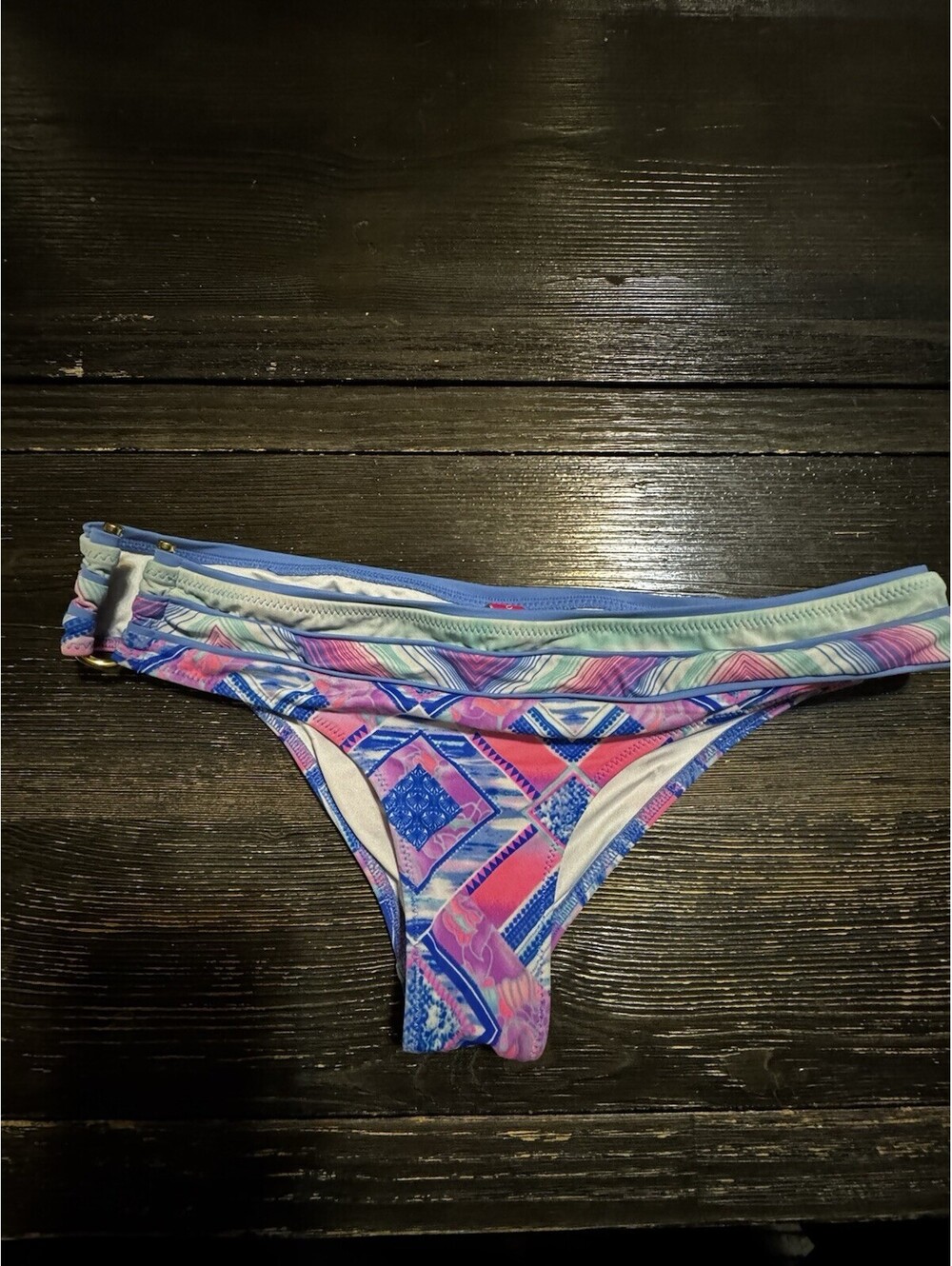 Victoria’s Secret Bikini Bottom S/P Multicolor Strappy Gold Hardware Swim